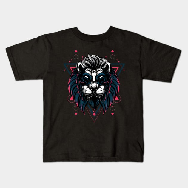 The Mythical Lion sacred geometry Kids T-Shirt by secondsyndicate